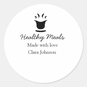 Healthy meals with love add name restaurant place classic round sticker