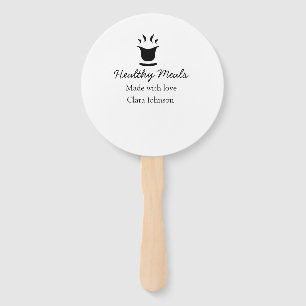 Healthy meals with love add name restaurant place  hand fan