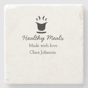 Healthy meals with love add name restaurant place stone coaster