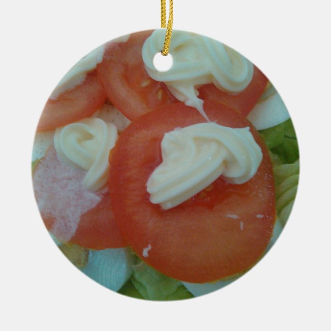 Healthy Spring Salad Ceramic Tree Decoration (Front)