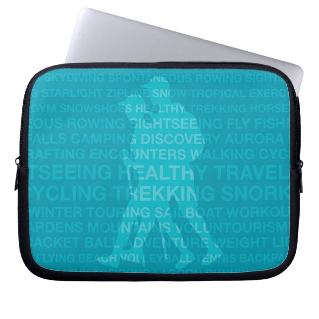 Healthy Trekking Typography Turquoise Wet Suit Laptop Sleeve (Front)