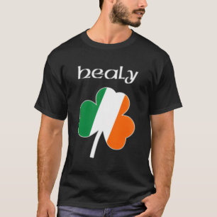 Healy Irish Last Name Ireland Flag Shamrock Surnam T-Shirt
