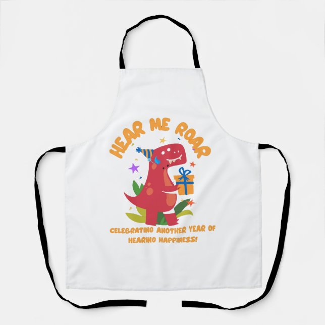 Hear me roar  Cochlear Implant  Hearing Birthday Apron (Front)