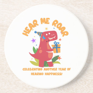 Hear me roar Cochlear Implant Hearing Birthday Coaster