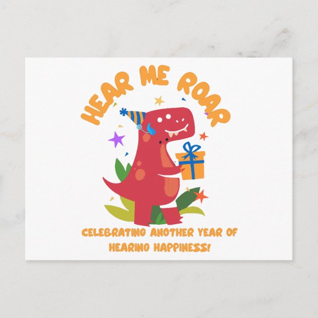 Hear me roar  Cochlear Implant  Hearing Birthday Holiday Postcard (Front)
