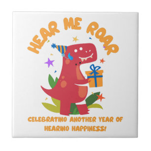 Hear me roar Cochlear Implant Hearing Birthday Tile