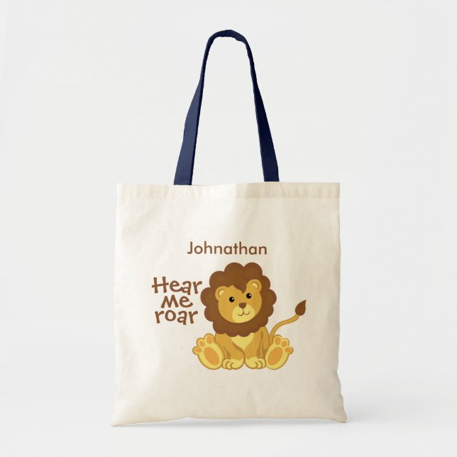 Hear Me Roar Lion Personalised Tote Bag (Front)