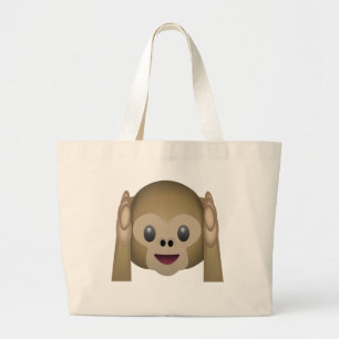 Hear No Evil Monkey Emoji Large Tote Bag