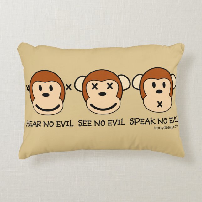 Hear No Evil Monkeys Decorative Cushion (Front)