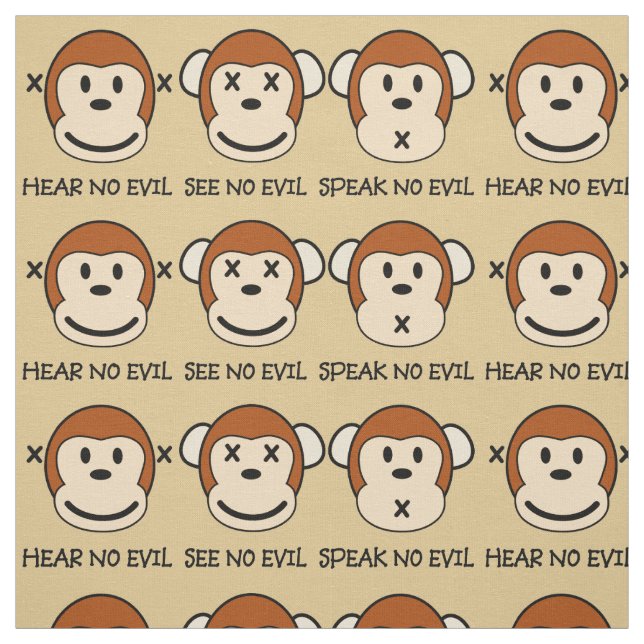 Hear No Evil Monkeys Fabric (Swatch)