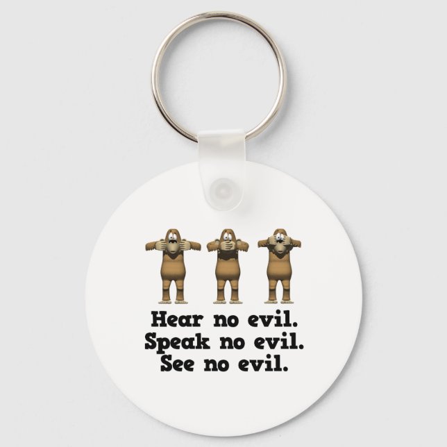 Hear No Evil Monkeys Key Ring (Front)