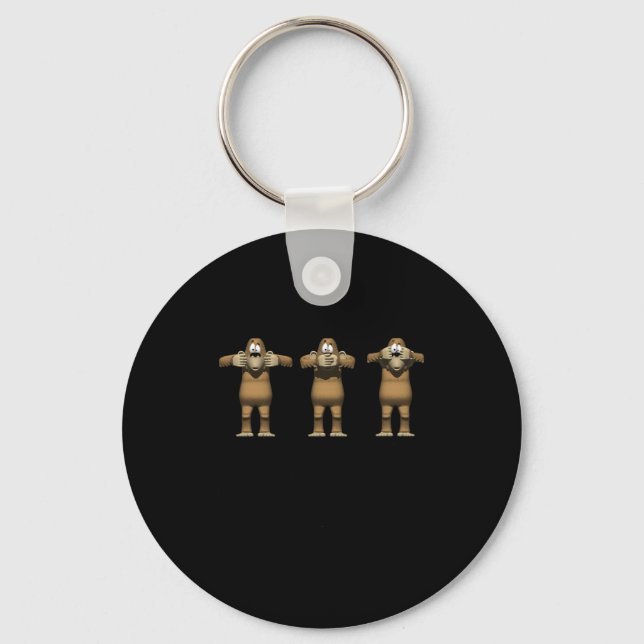 Hear No Evil Monkeys Key Ring (Front)