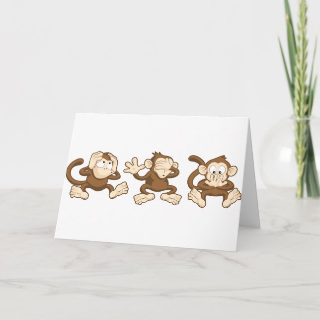 hear no evil, see no evil, speak no evil monkeys card (Front)