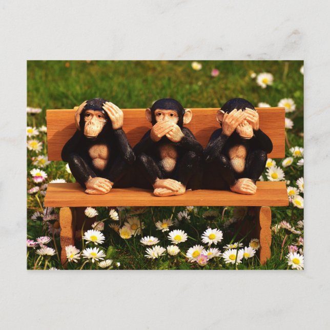 hear no evil speak no evil see no evil postcard (Front)