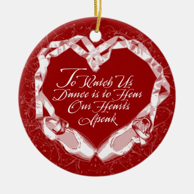Hear Our Ballet Hearts Ceramic Tree Decoration (Front)