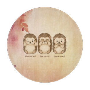 hear, see and speak no evil cute Hedgehogs Cutting Board