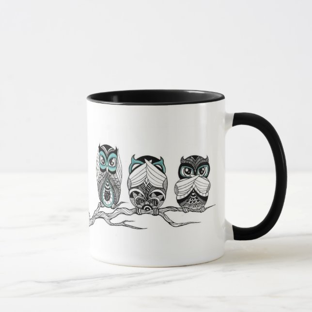 Hear See Speak No Evil Owls Mug (Right)