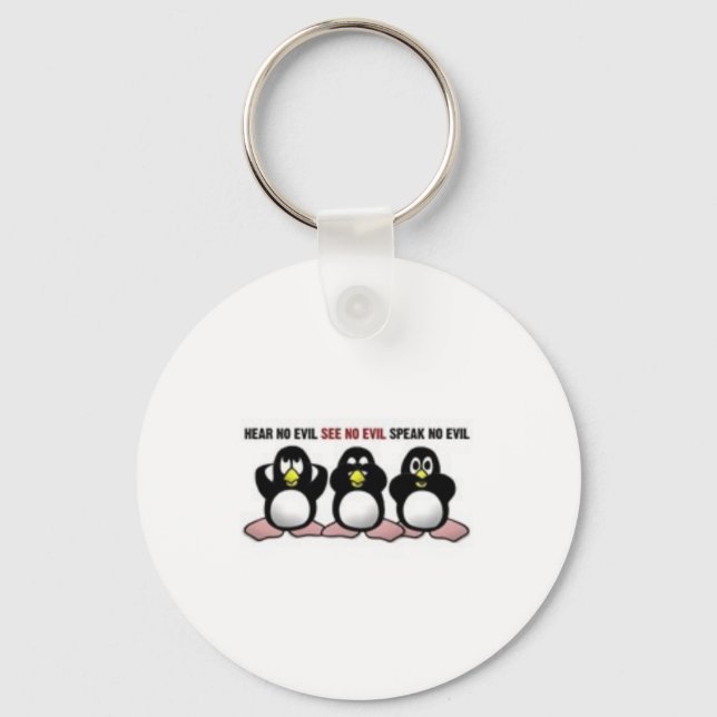 Hear See Speak No Evil Penguins Key Ring (Front)