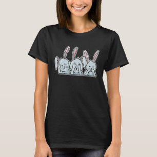 Hear See Speak no evil rabbits happy easter 2021 b T-Shirt