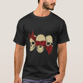 Hear See Speak No Evil Skull Heads T-Shirt