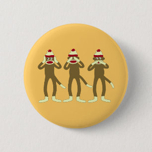 Hear, See, Speak No Evil Sock Monkeys 6 Cm Round Badge