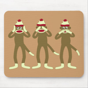 Hear, See, Speak No Evil Sock Monkeys Mouse Pad