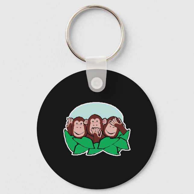 hear speak see no evil monkeys key ring (Front)