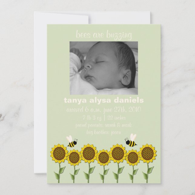 Hear The Buzz Birth Announcement (Front)