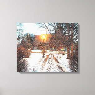 "HEAR THE SNOW CRUNCH" WINTER LAMPLIGHT CANVAS PRINT