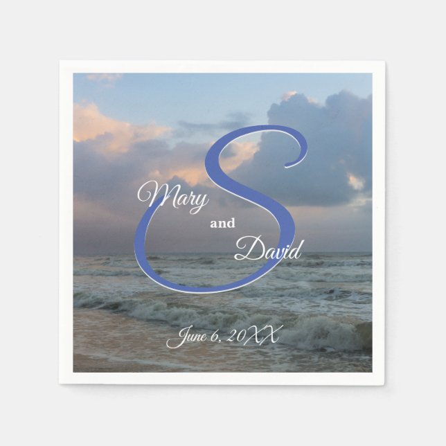 Hear The Waves Wedding Napkin (Front)