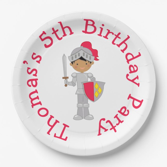 Hear Ye Blonde Cute Knight Paper Plate (Front)