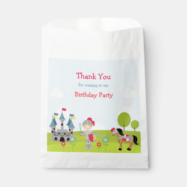 Hear Ye Blonde Knight Birthday Party Favour Bags (Front)