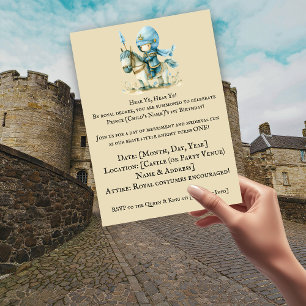 Hear Ye, Hear Ye! Knight-Themed Boy’s 1st Birthday Invitation