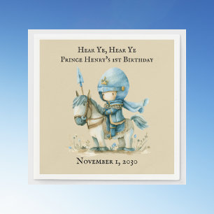 Hear Ye, Hear Ye Mediaeval Knight Boys 1st Birthda Napkin