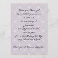"Hear Ye, Hear Ye" Purple sparkle invitation