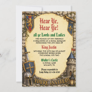 Hear Ye Mediaeval Renaissance Royal Birthday Invitation