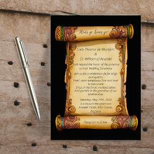 Hear Ye Medieval Scroll Ornate Wedding Invitation