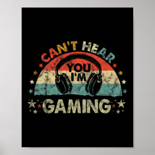 Hear You Im Gaming Funny Vintage Gamer Gift Headse Poster