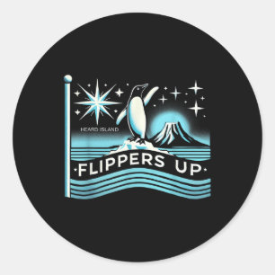 Heard Island Flippers Up Penguin Funny Classic Round Sticker