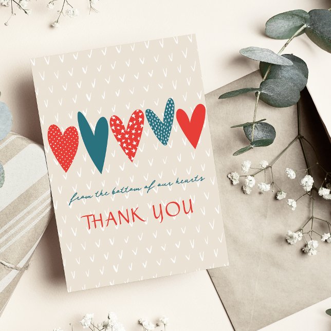 Hearfelt Thank You Red Teal Card (Creator Uploaded)