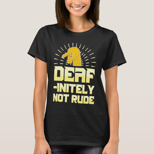 Hearing Aid Deaf Pride ASL hand sign language Deaf T-Shirt (Front)
