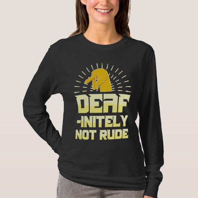 Hearing Aid Deaf Pride ASL hand sign language Deaf T-Shirt (Front)