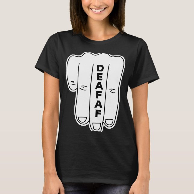 Hearing Aid Deaf Pride ASL hand sign language Deaf T-Shirt (Front)