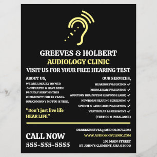 Hearing Aid Design, Audiologist, Audiology Clinic Flyer