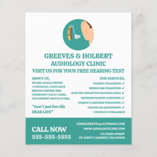 Hearing Aid Icon, Audiologist, Audiology Clinic Flyer