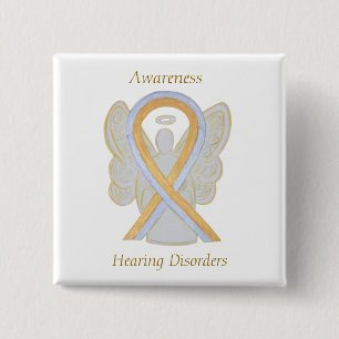 Hearing Disorders Awareness Ribbon Angel Pin