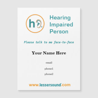 Hearing Impaired 4.24"x5.6" laminated magnetic ID