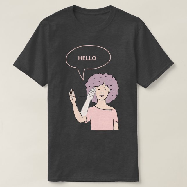 Hearing Impaired hello sign language T-Shirt (Design Front)