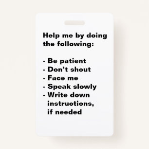 Hearing Impaired Support Badge ID Badge