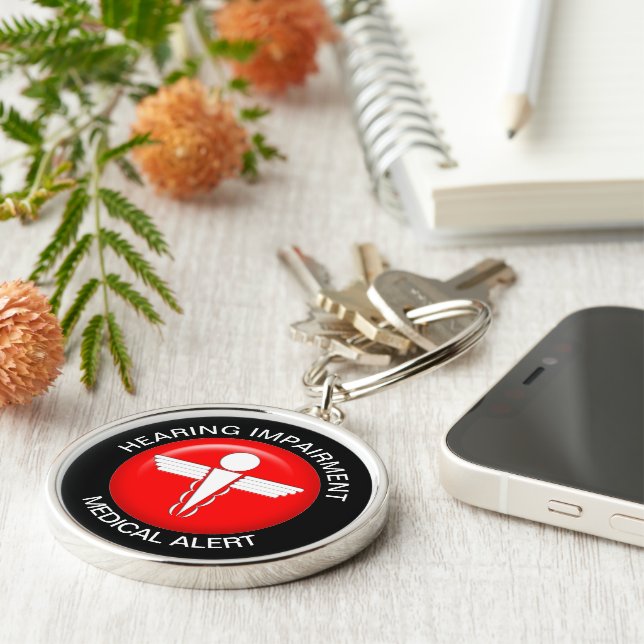 Hearing Impairment Medical Alert - Button Keychain (Side)